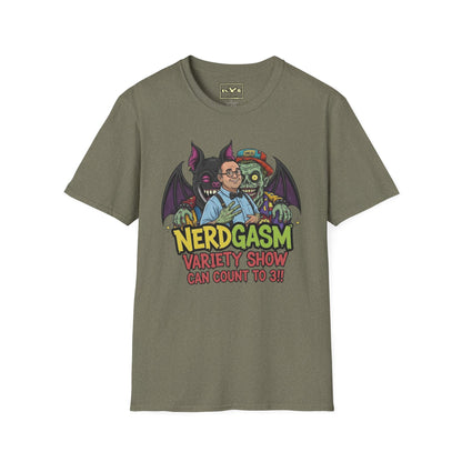 Nerdgasm Variety Show can count to 3!! T-Shirt - Limited Run