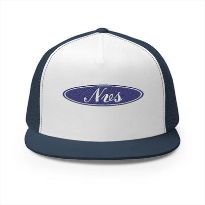 Trucker Cap — 'Nes' Oval Patch Embroidered Mesh Snapback