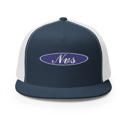 Trucker Cap — 'Nes' Oval Patch Embroidered Mesh Snapback