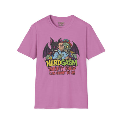Nerdgasm Variety Show can count to 3!! T-Shirt - Limited Run